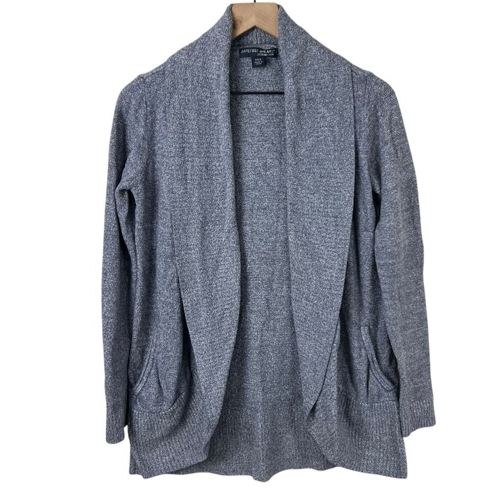 Barefoot Dreams Cozychic Lite Womens XS/S Gray Open Front Long Sleeve Cardigan